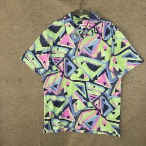 Chubbies Polo Shirt Mens Sz M Multicolor Geometric Stretch Performance